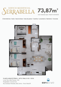 PLANTA DE 03 DORMITÓRIOS COM SUÍTE